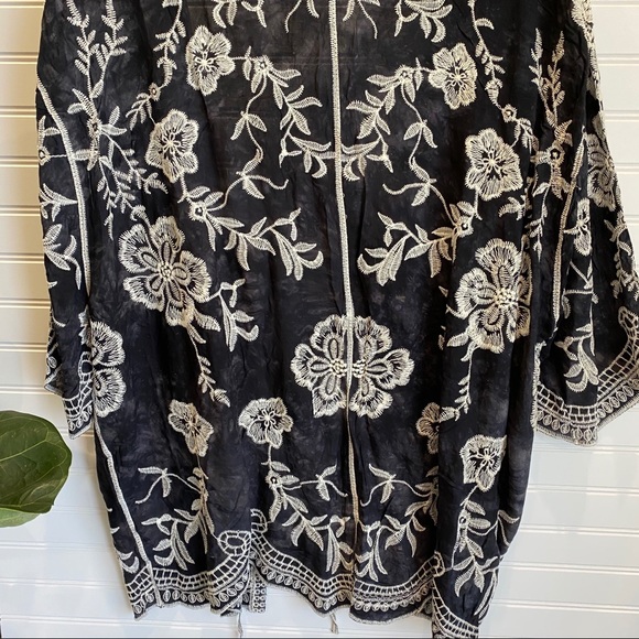 Bohemian tie dye embroidery kimono black - Picture 8 of 8